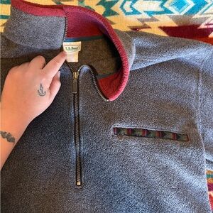 L.L. Bean Gray and Red Men's Sweater